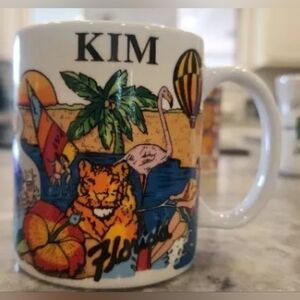 KIM - Personalized FLORIDA Themed    10 Oz Ceramic COFFEE MUG   White + Multi